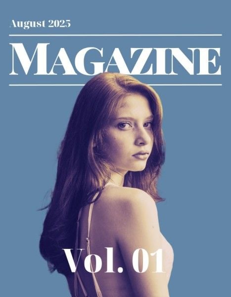 woman, girl, beauty, Blue Modern Portrait Magazine Cover Template