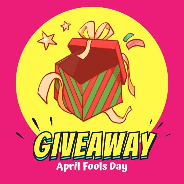 april fools' day, april fools, fools, Yellow And Pink Illustration April Fool's Giveaway Instagram Post Template