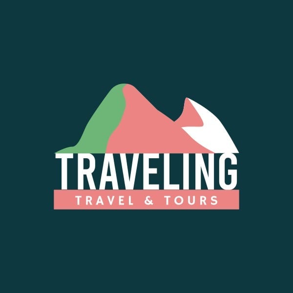 粉红色和绿色旅行 Logo