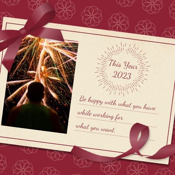 holiday, greeting card, winter, New Year Fireworks Wishes Instagram Post Template