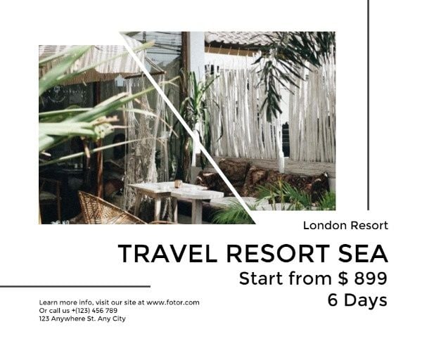 marketing, business, commercial, Simple Travel Resort Sales Facebook Post Template