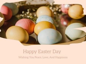 greeting, festival, holiday, Pink Decorated Eggs Photo Happy Easter Day Card Template
