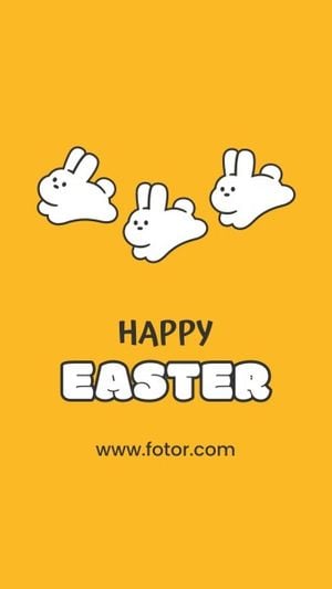 Orange Illustration Cute Rabbit Happy Easter Instagram Story