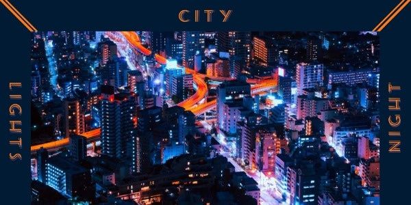 skyscraper, building, traffic, City Night Lights Twitter Post Template
