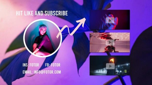 subscribe, leaves, youtube end screen, Purple Gradient Music Video Youtube Thumbnail Template