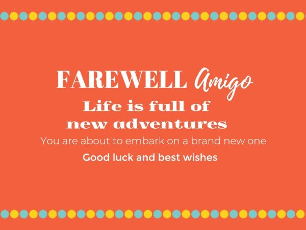 goodbye, blessing, wishing, Orange Farewell  Card Template