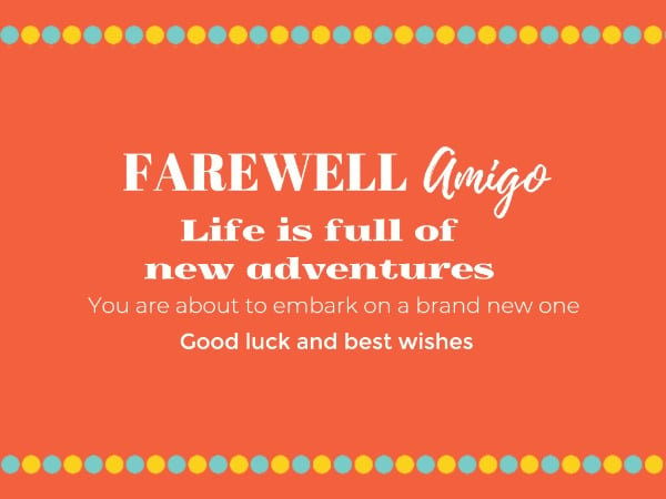 Orange Farewell  Card