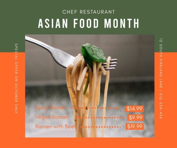 Orange Asian Food Month Facebook Post
