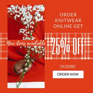 sweater, discount, online, Red Valentine's Day Flower Sale Ins Ad Instagram Ad Template