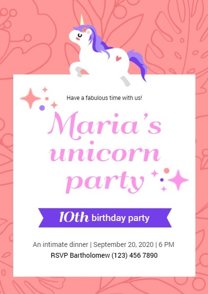Cute Pink Unicorn Birthday Invitation Invitation