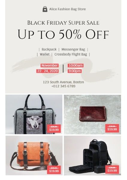super sale, bag store, promotion, Black Friday Bag Sale Flyer Template