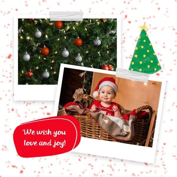 happy, joy, wish, Christmas Holiday Baby Collage Photo Collage (Square) Template