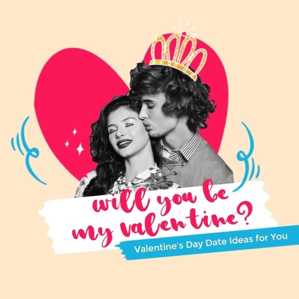 date, couple, romantic, Will You Be My Valentine Instagram Post Template