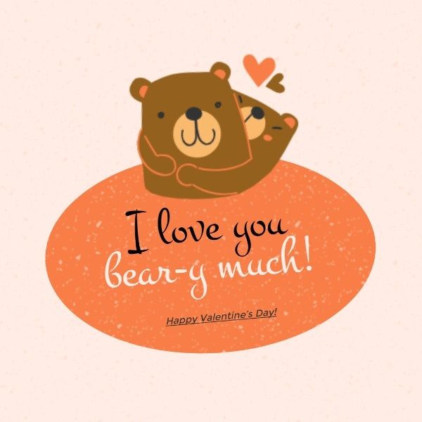 romantic, event, life, Valentine's Day Cute Bear Instagram Post Template