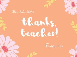 wishing, greeting, gratitude, Pastel Orange Illustration Floral Teachers' Day Card Template