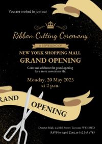 business center, cut ribbon, opening ceremony, Invitation For The Opening CBD Invitation Template