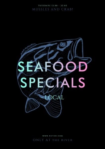 seafood specials, sale, sales, Gradient Seafood Restaurant Flyer Template