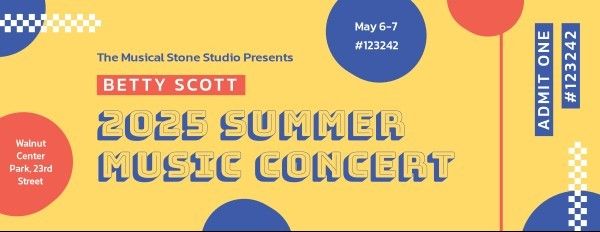 music festival, event, performance, Yellow Summer Music Party Ticket Template