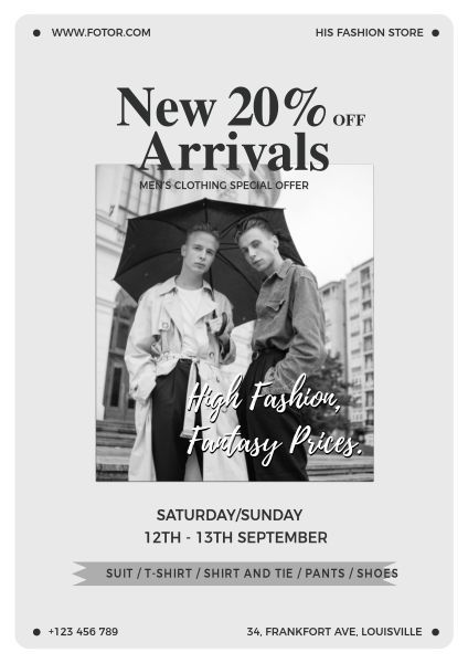 fashion, sale, beauty, Men's Clothes New Arrivals Poster Template