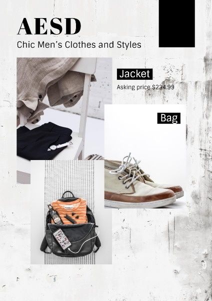 style, promotion, discount, Men Clothes Fashion Sale Catelogue Poster Template