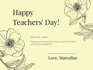 Yellow Sketch Floral Happy Teachers' Day Card