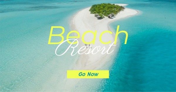 advertisement, ads, promotion, Green Simple Beach Travel Facebook Ad Medium Template