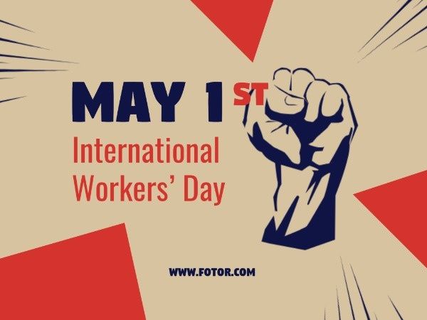 fighting, strength, fight, International Workers Day Card Template