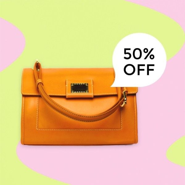 promotion, female bag, price tag, Pink And Yellow Modern Handbag Sale Product Photo Template