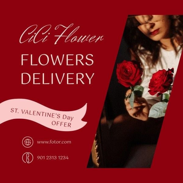 valentine's day, service, sale, Valentine's Delivery Ins Ad Instagram Ad Template