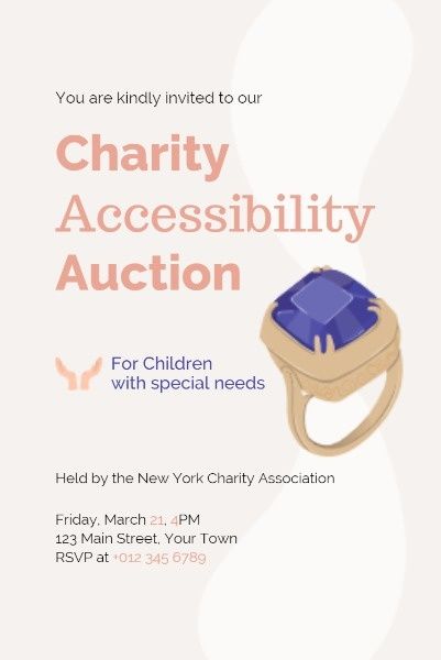 ngo, non-profit, jewelry, Charity Auction Pinterest Post Template