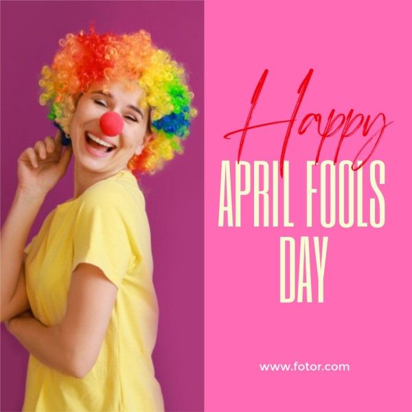 greeting, celebration, festival, Simple Pink And Purple April Fools' Day Instagram Post Template