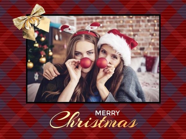 赤いメリークリスマス写真 メッセージカード