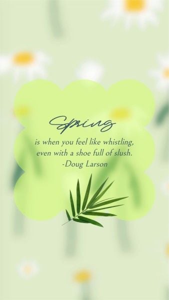 blur, leaf, illustration, Light Green Illustrated Spring Quote Instagram Story Template