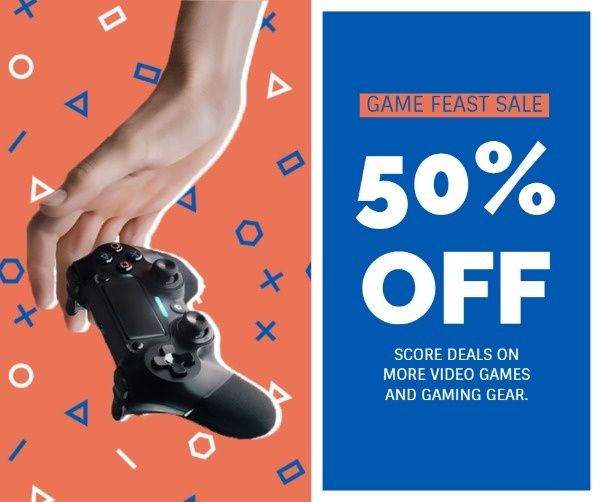game, gear, device, Red And Blue Gaming Gadget Sale Facebook Post Template