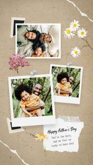 dad, family, greeting, Brown Retro Scrapbook Father's Day Photo Collage Instagram Story Template