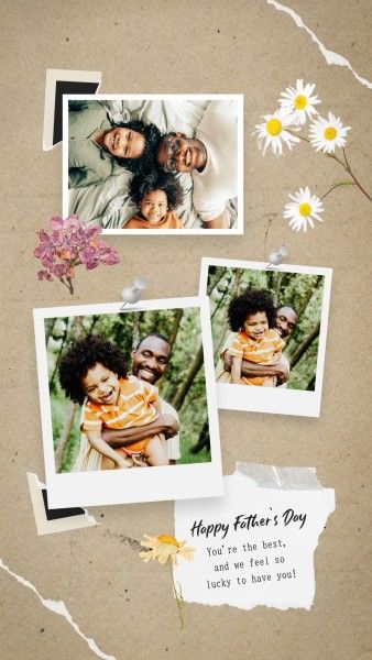 Brown Retro Scrapbook Father's Day Photo Collage Instagram Story