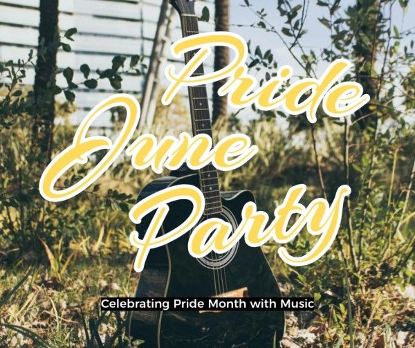 celebrity, guitar, grass, Yellow Pride June Party Facebook Post Template