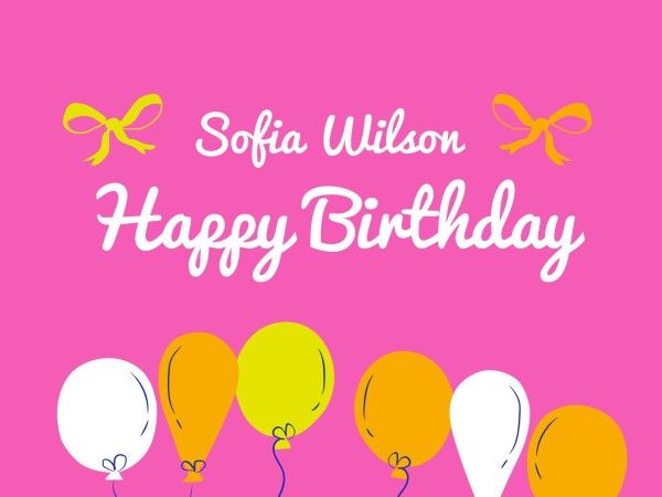 balloon, celebration, blessing, Pink Happy Birthday Card Template