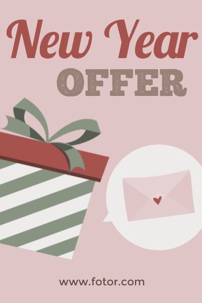 gift, letter, pattern, Pink Background Of New Year Offer Pinterest Post Template