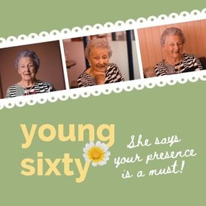 birthday, anniversary, happy, Young Sixty Party Instagram Post Template
