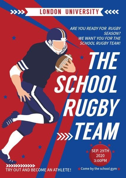 athletes, sports, helmets, Rugby Game Poster Poster Template