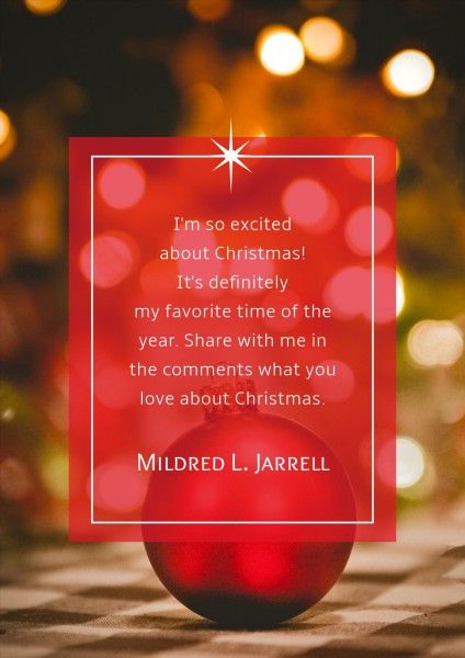 赤いシンプルな写真クリスマスの引用 ポスター