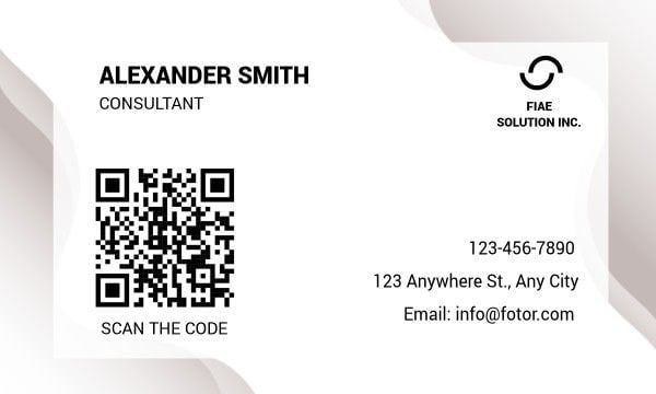 company, consulting firm, simple, Silver White Modern Consultant QR Code Business Card Template