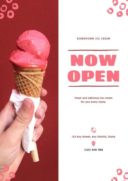 retail, sale, sales, Pink Ice Cream Store Opening Poster Template