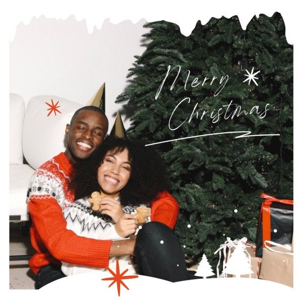 xmas, christmas wish, funky, Merry Christmas Family Photo Instagram Post Template