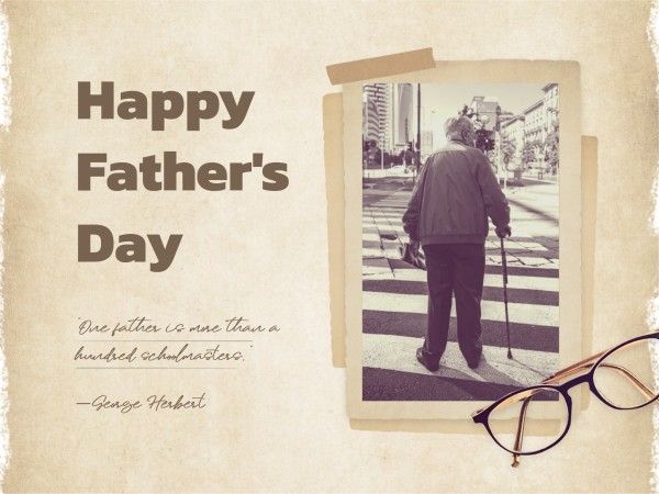 ベージュクラシックヴィンテージ父の日の写真 メッセージカード