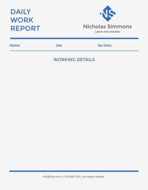 business, company, working day, White Blue Icon Work Daily Report Template