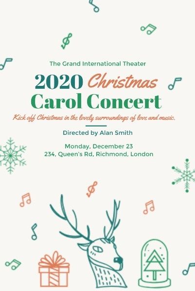 holiday, music, musical, Christmas Carol Concert Pinterest Post Template