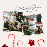 Pink Christmas Dinner Cake Photo Collage (Square)