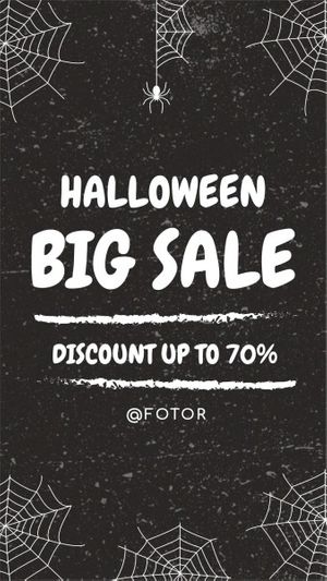 instagram post, social media, halloween party, Black Halloween Big Sale Discount Instagram Story Template